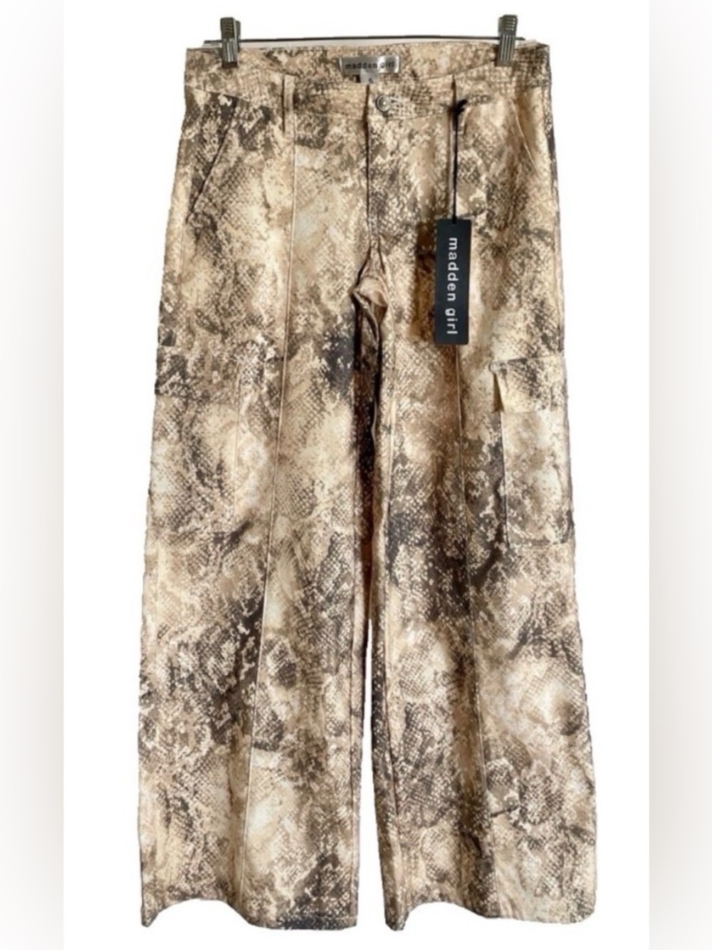 MADDEN GIRL NWT Loose Fit WIDE LEG Snakeskin Print Stretch CARGO PANTS Size 5